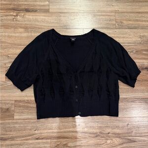 Torrid Black Distressed Shrug Sweater